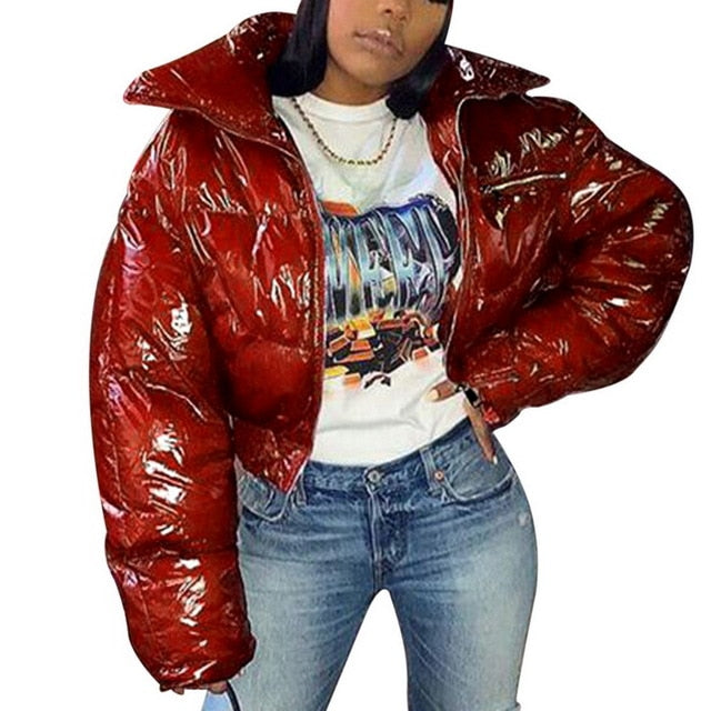 Women’s Patent Leather Bubble Jacket