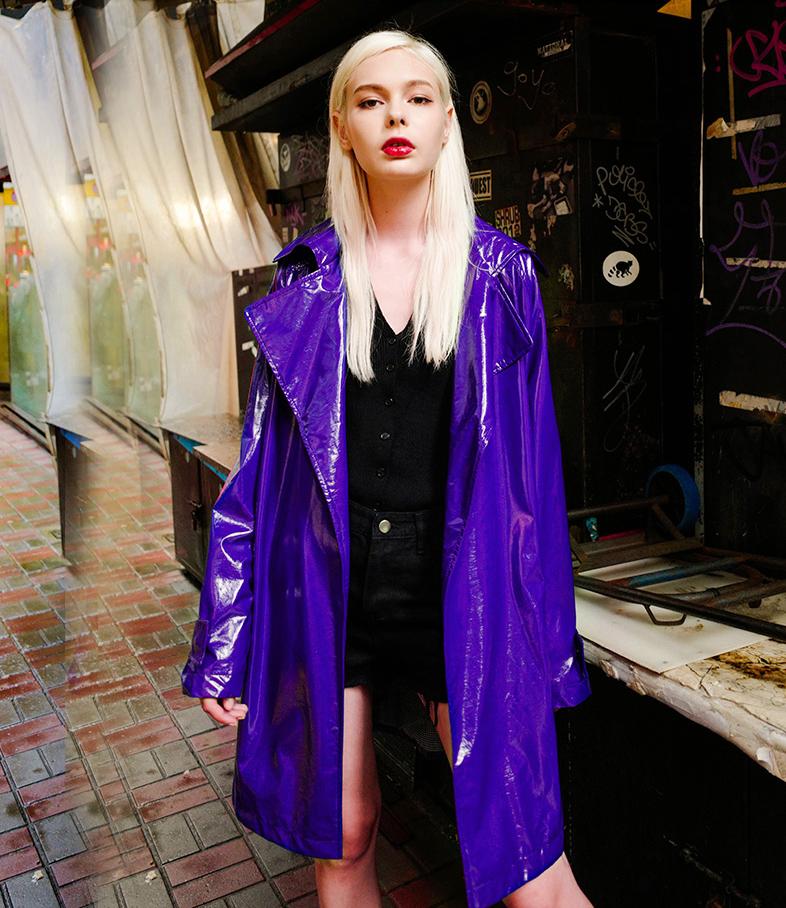 Women’s Shiny PURPLE Patent Leather Trench