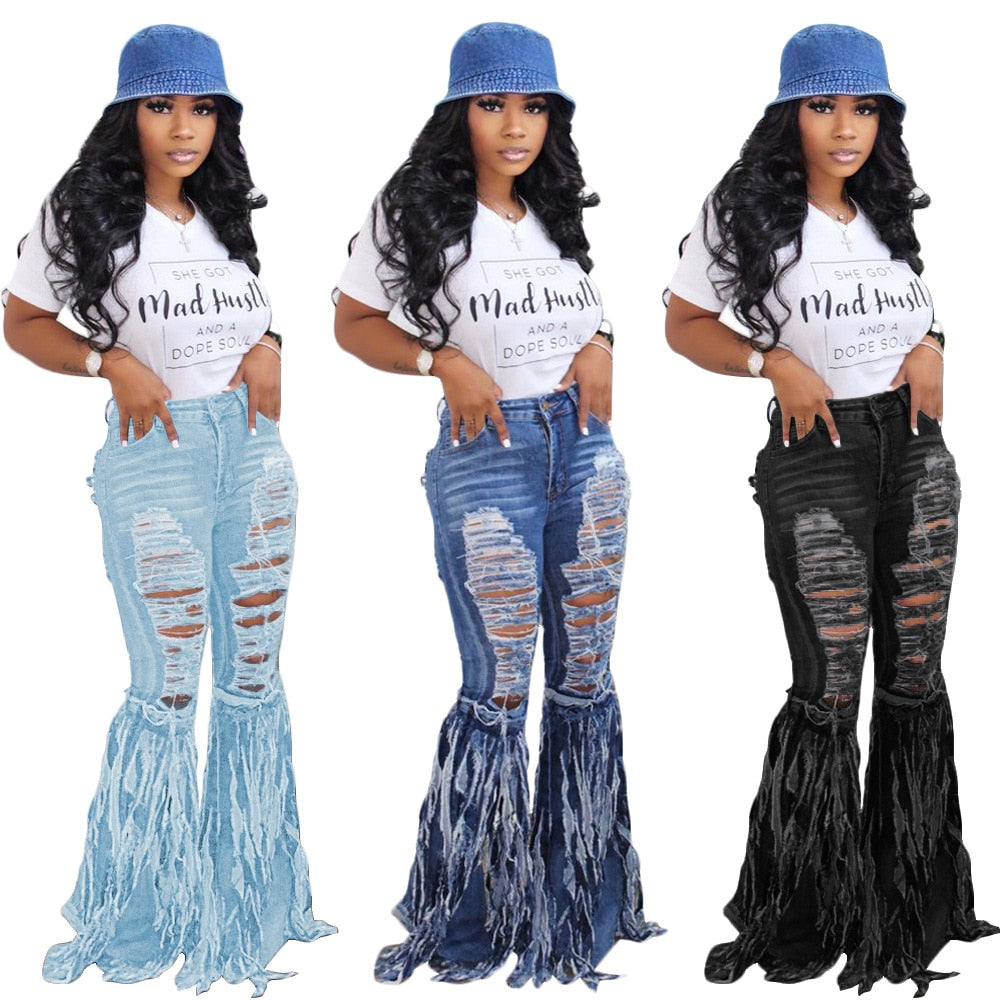 Women’s Ripped FLAREd Ankle Jeans