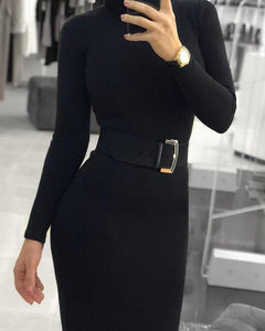 Women’s Maxi Slim Long Sleeve Turtleneck Dress