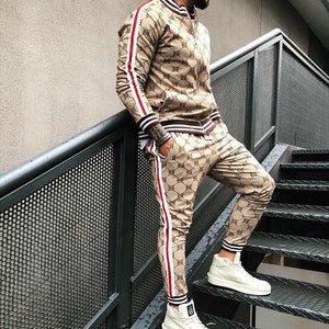 Men’s Designer Plaid Stripe Jogging Suit