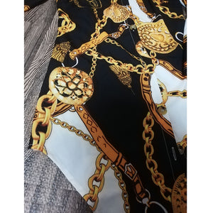 Women’s Casual Chain Print Lace Short Shirt Dress