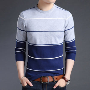 Men’s Slim Fit Striped knitted Wool Sweater.