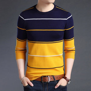 Men’s Slim Fit Striped knitted Wool Sweater.